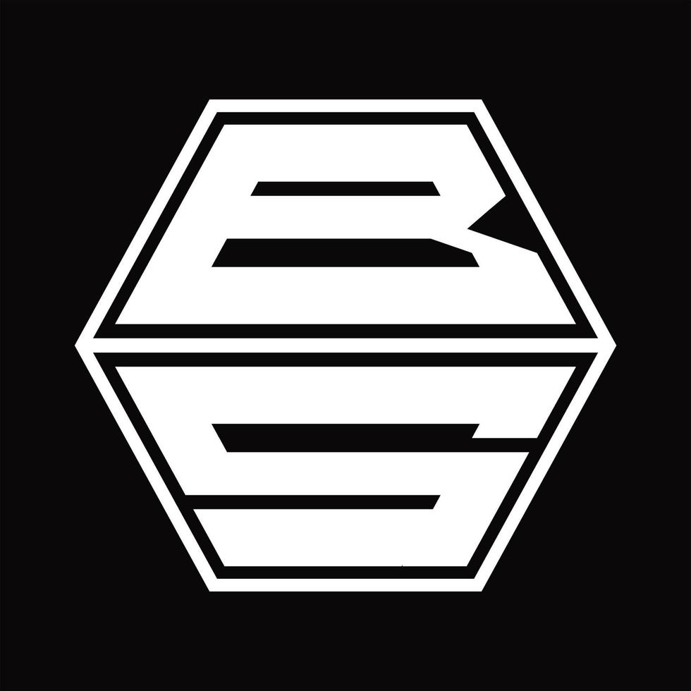 BS Logo monogram with hexagon shape up and down design template vector