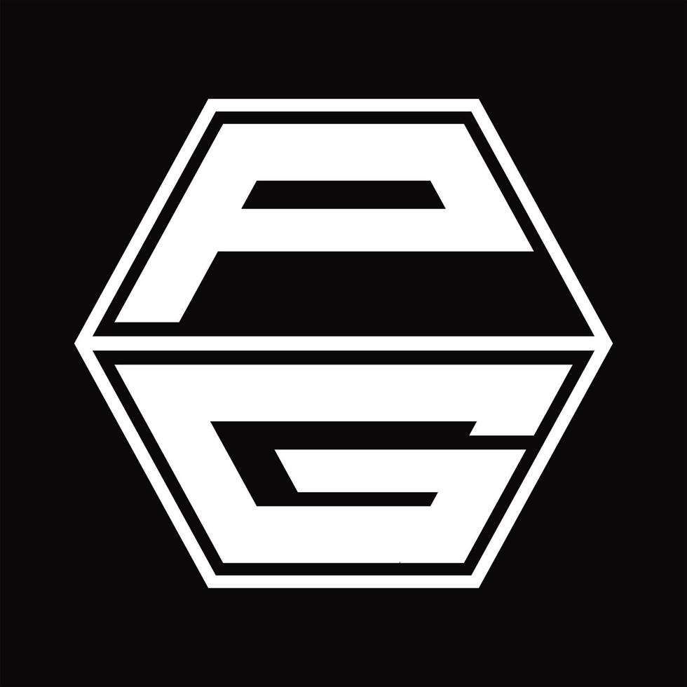 monograma del logotipo pg con plantilla de diseño de forma hexagonal hacia arriba y hacia abajo vector