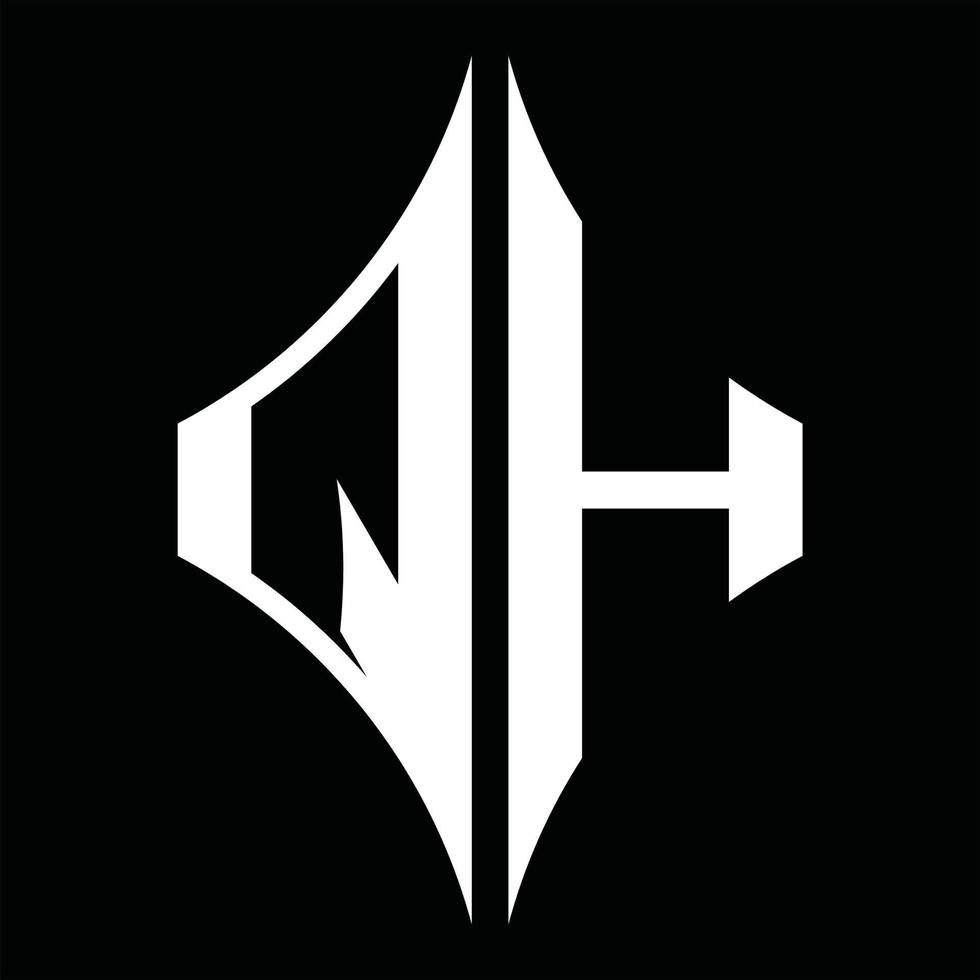 monograma de logotipo qh con plantilla de diseño de forma de diamante vector