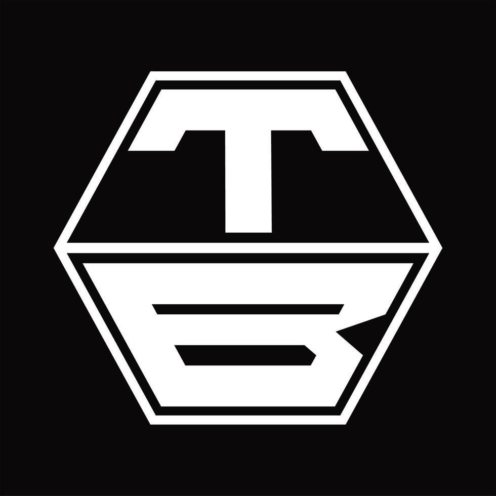 monograma del logotipo tb con plantilla de diseño de forma hexagonal hacia arriba y hacia abajo vector