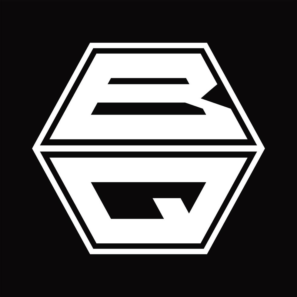 monograma del logotipo de bq con plantilla de diseño de forma hexagonal hacia arriba y hacia abajo vector