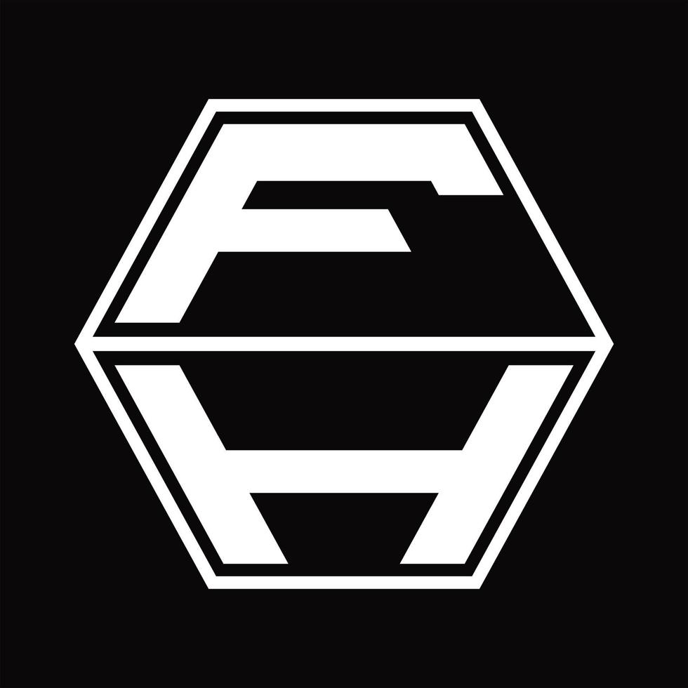 FH Logo monogram with hexagon shape up and down design template vector