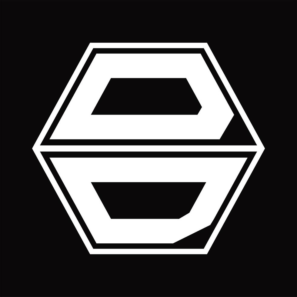 DD Logo monogram with hexagon shape up and down design template vector
