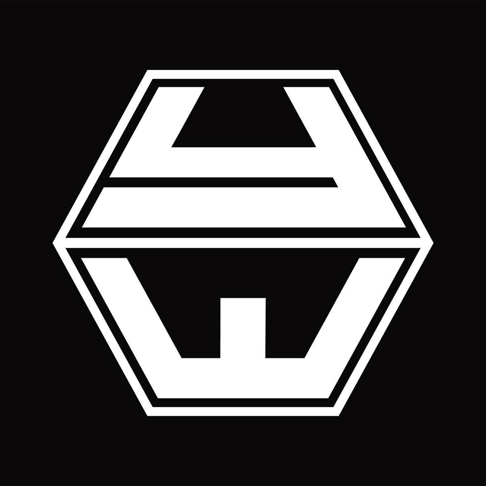 monograma del logotipo yw con plantilla de diseño de forma hexagonal hacia arriba y hacia abajo vector