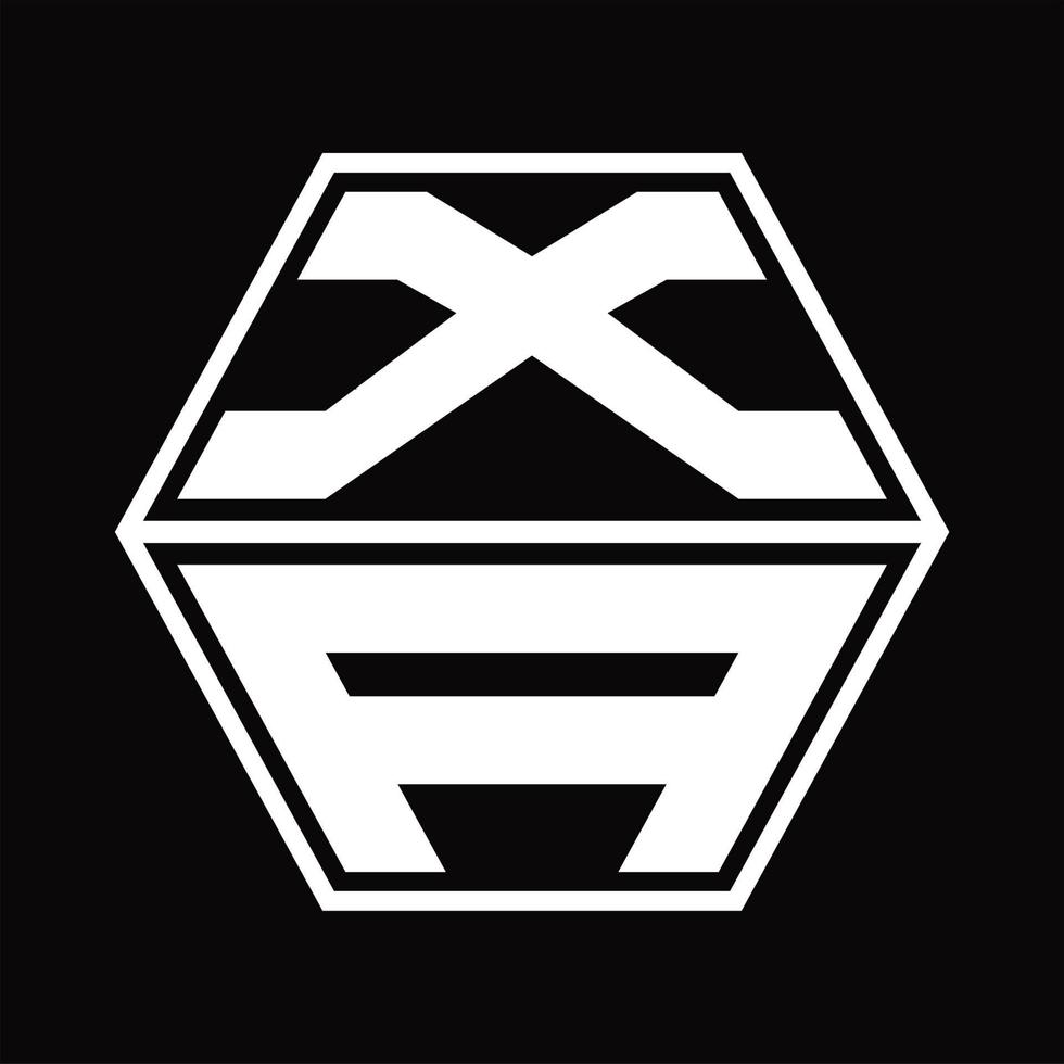 XA Logo monogram with hexagon shape up and down design template vector
