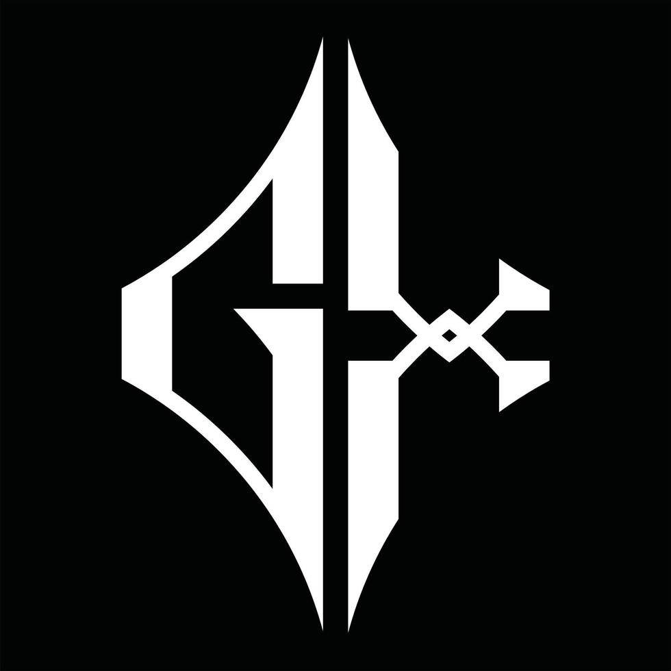 monograma del logotipo gx con plantilla de diseño de forma de diamante vector