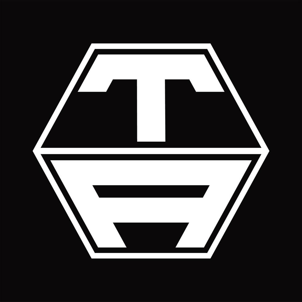 monograma del logotipo ta con plantilla de diseño de forma hexagonal hacia arriba y hacia abajo vector