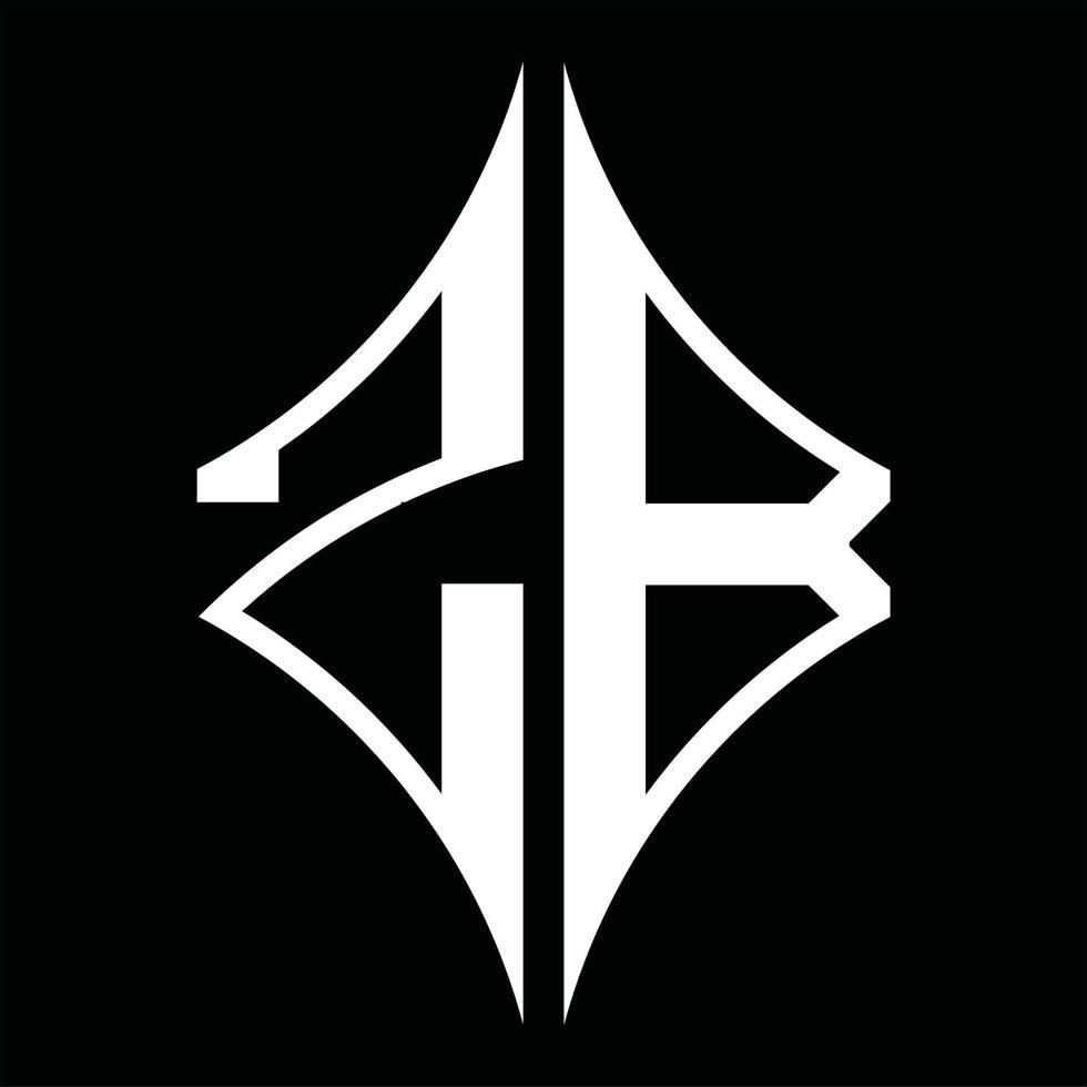 monograma de logotipo zb con plantilla de diseño de forma de diamante vector