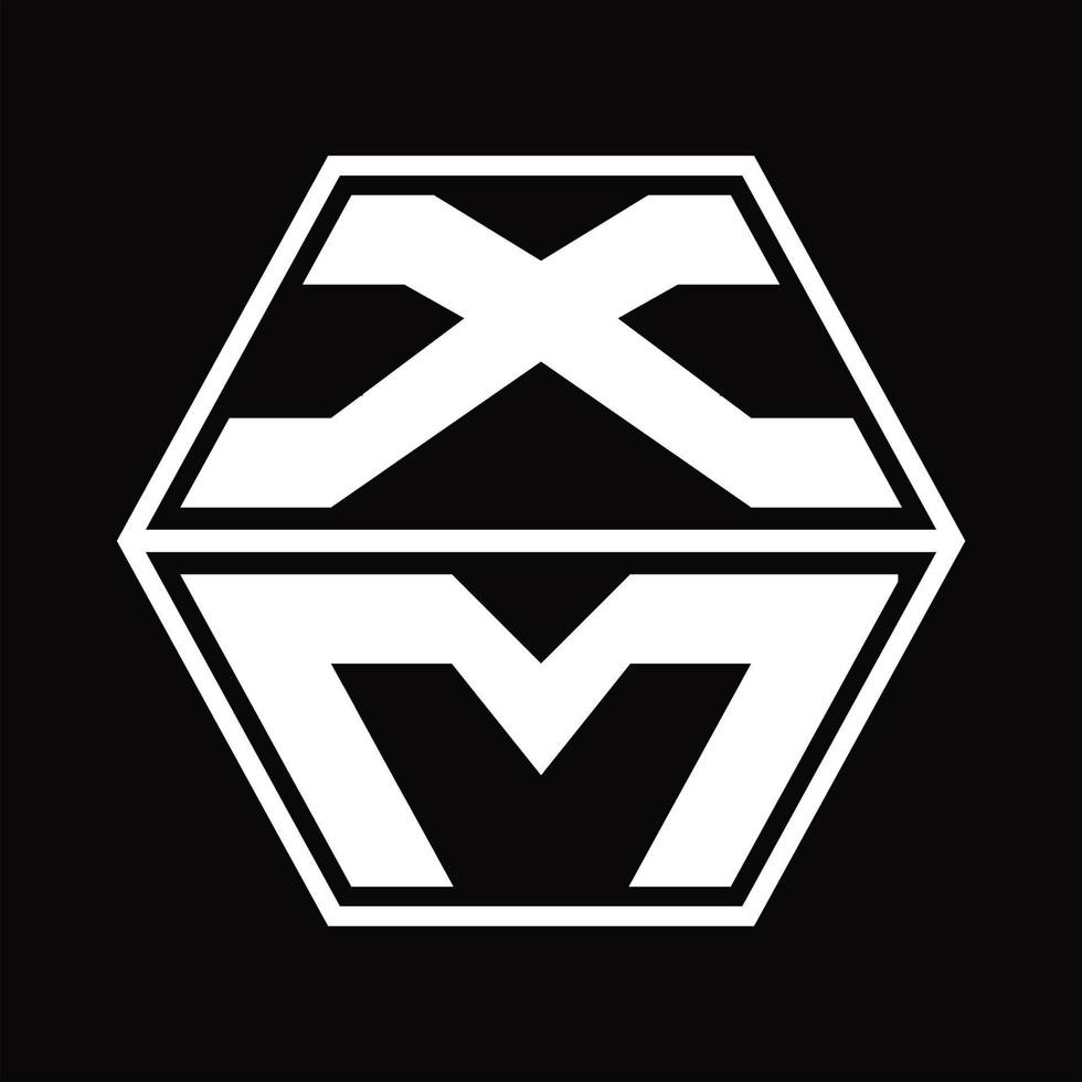 XM Logo monogram with hexagon shape up and down design template vector