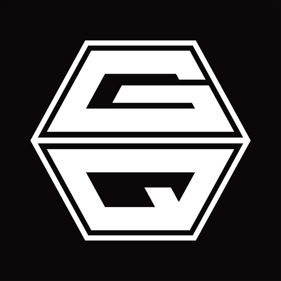 monograma del logotipo gq con plantilla de diseño de forma hexagonal hacia arriba y hacia abajo vector