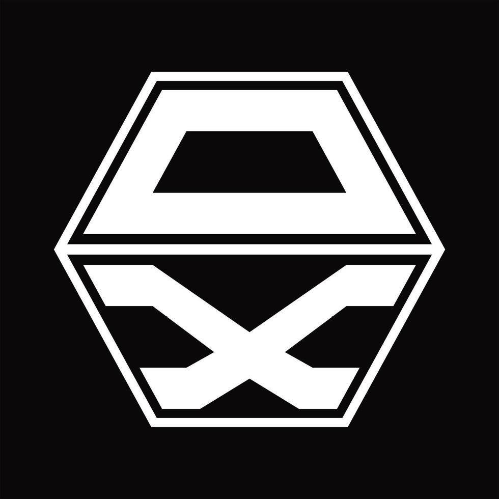 monograma de logotipo de buey con plantilla de diseño de forma hexagonal hacia arriba y hacia abajo vector