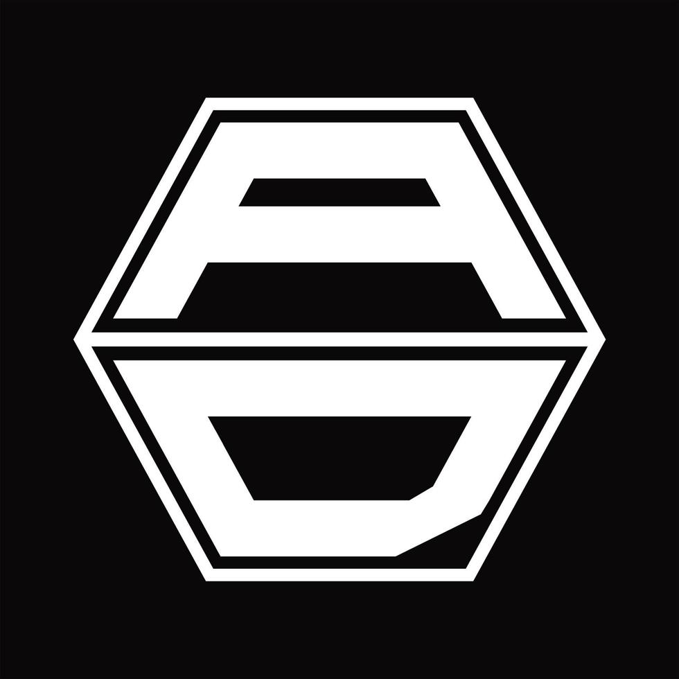 monograma de logotipo publicitario con plantilla de diseño de forma hexagonal hacia arriba y hacia abajo vector
