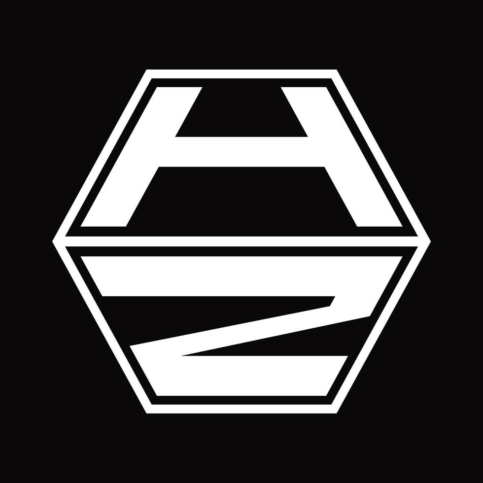 HZ Logo monogram with hexagon shape up and down design template vector