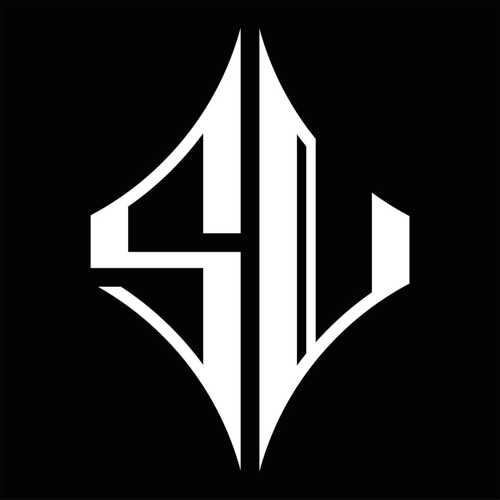 SU Logo monogram with diamond shape design template vector
