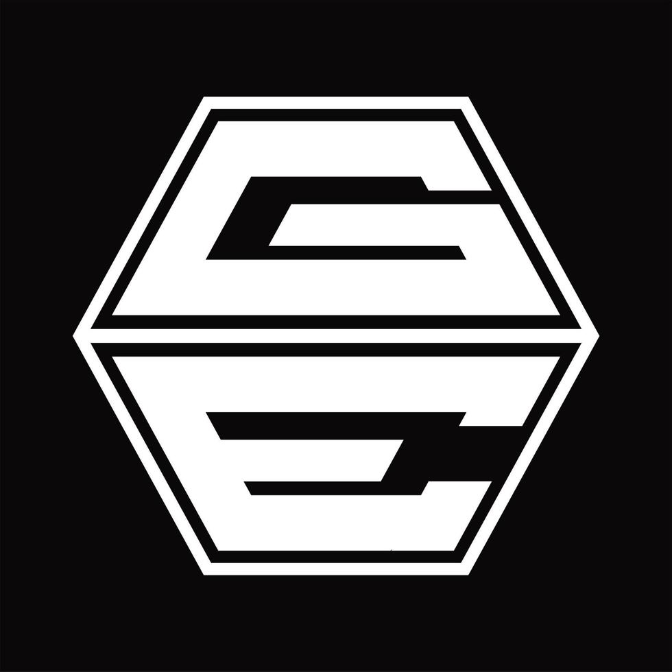 GE Logo monogram with hexagon shape up and down design template vector