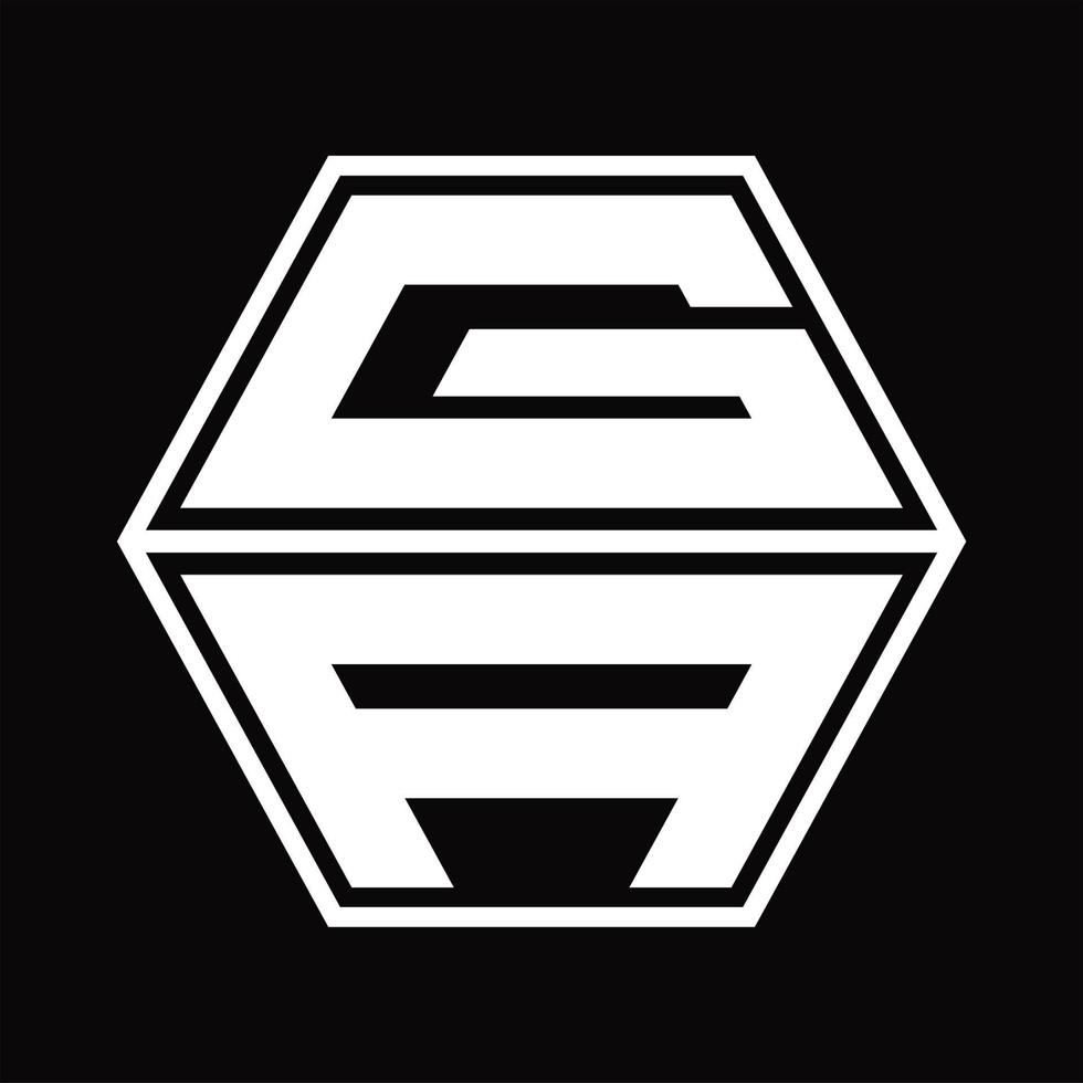 monograma del logotipo ga con plantilla de diseño de forma hexagonal hacia arriba y hacia abajo vector