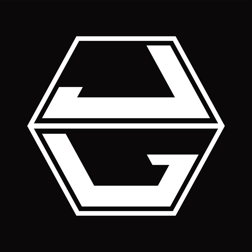 Monograma del logotipo jl con plantilla de diseño de forma hexagonal hacia arriba y hacia abajo vector