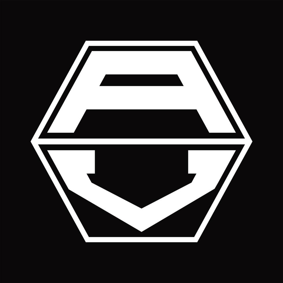 AV Logo monogram with hexagon shape up and down design template vector