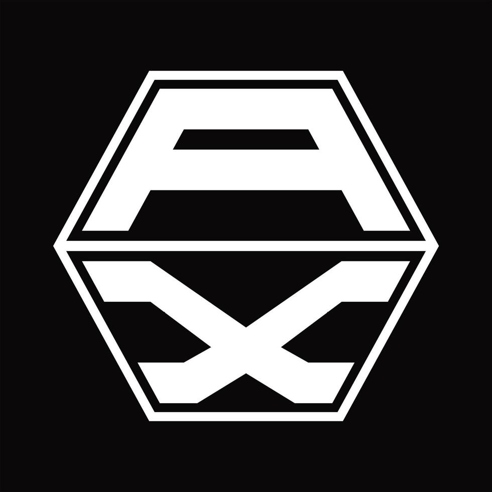 AX Logo monogram with hexagon shape up and down design template vector