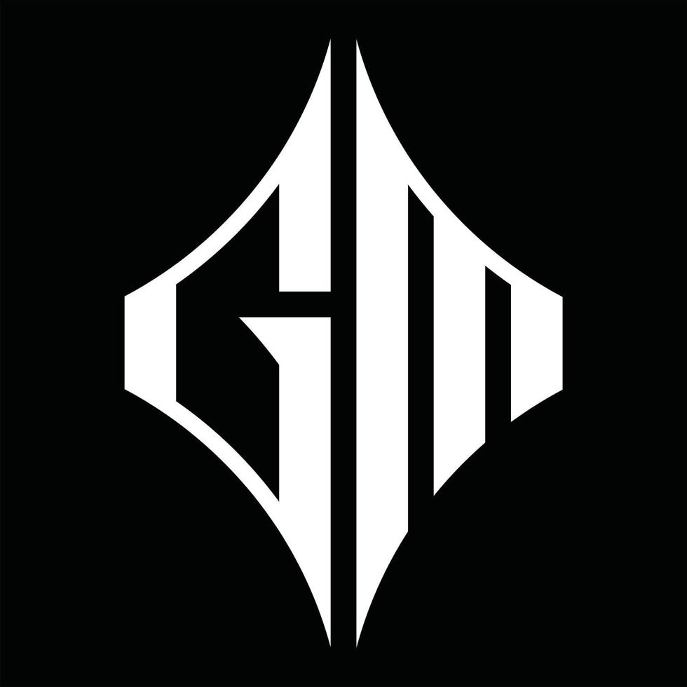 monograma de logotipo gm con plantilla de diseño de forma de diamante vector