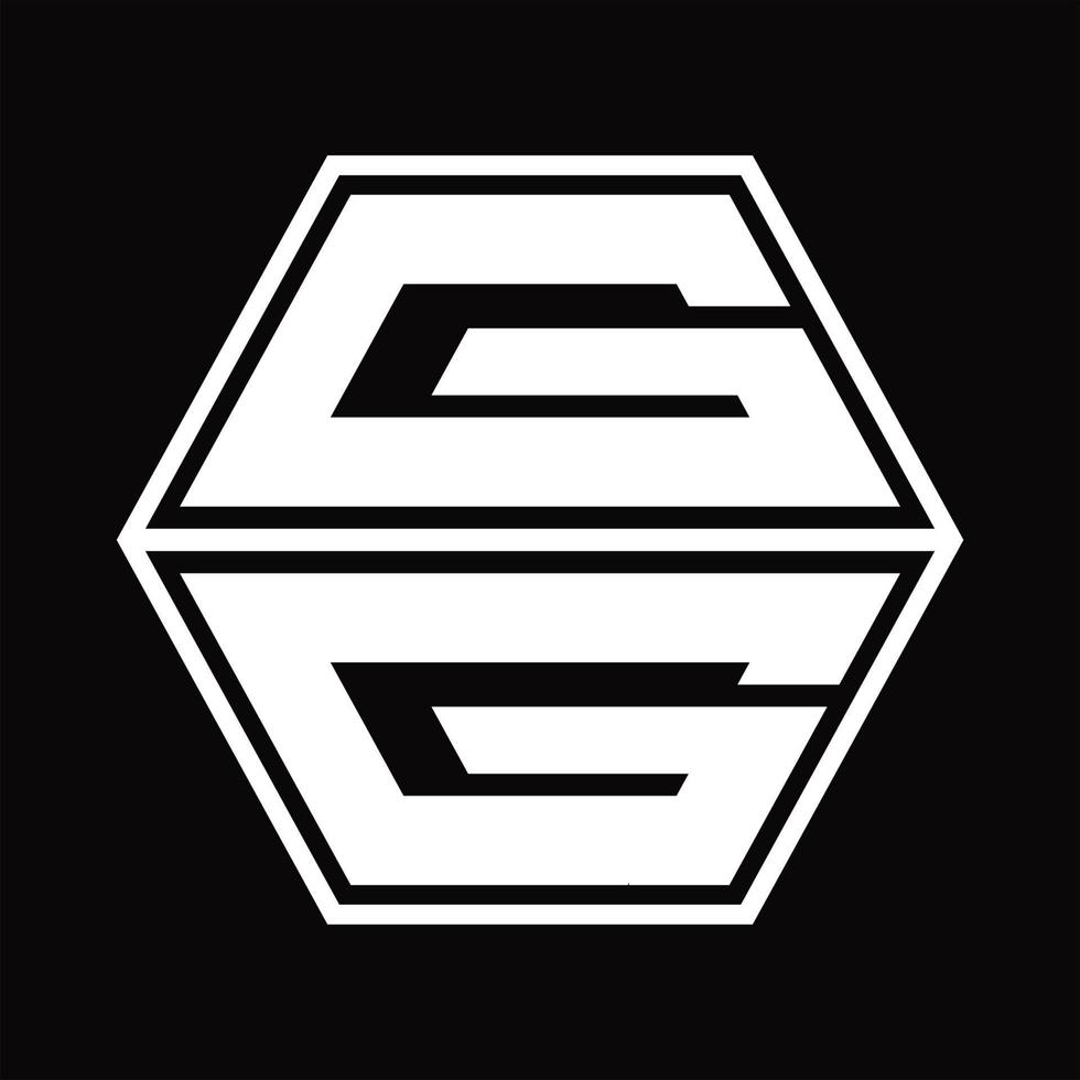 monograma del logotipo gg con plantilla de diseño de forma hexagonal hacia arriba y hacia abajo vector