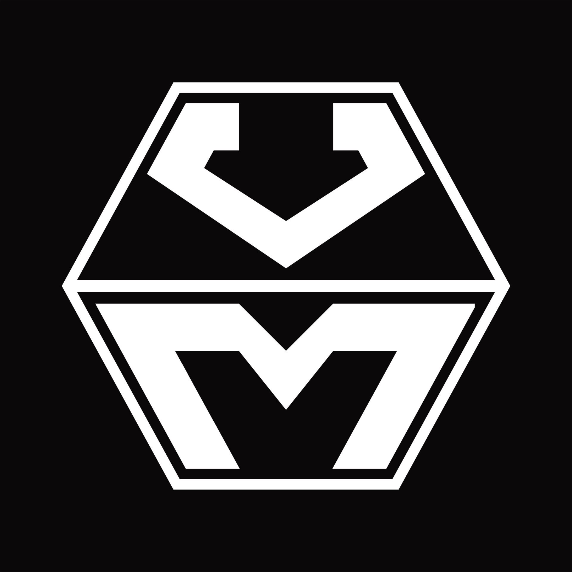 VM Logo monogram with hexagon shape up and down design template VM Logo monogram with hexagon shape up and down design template
