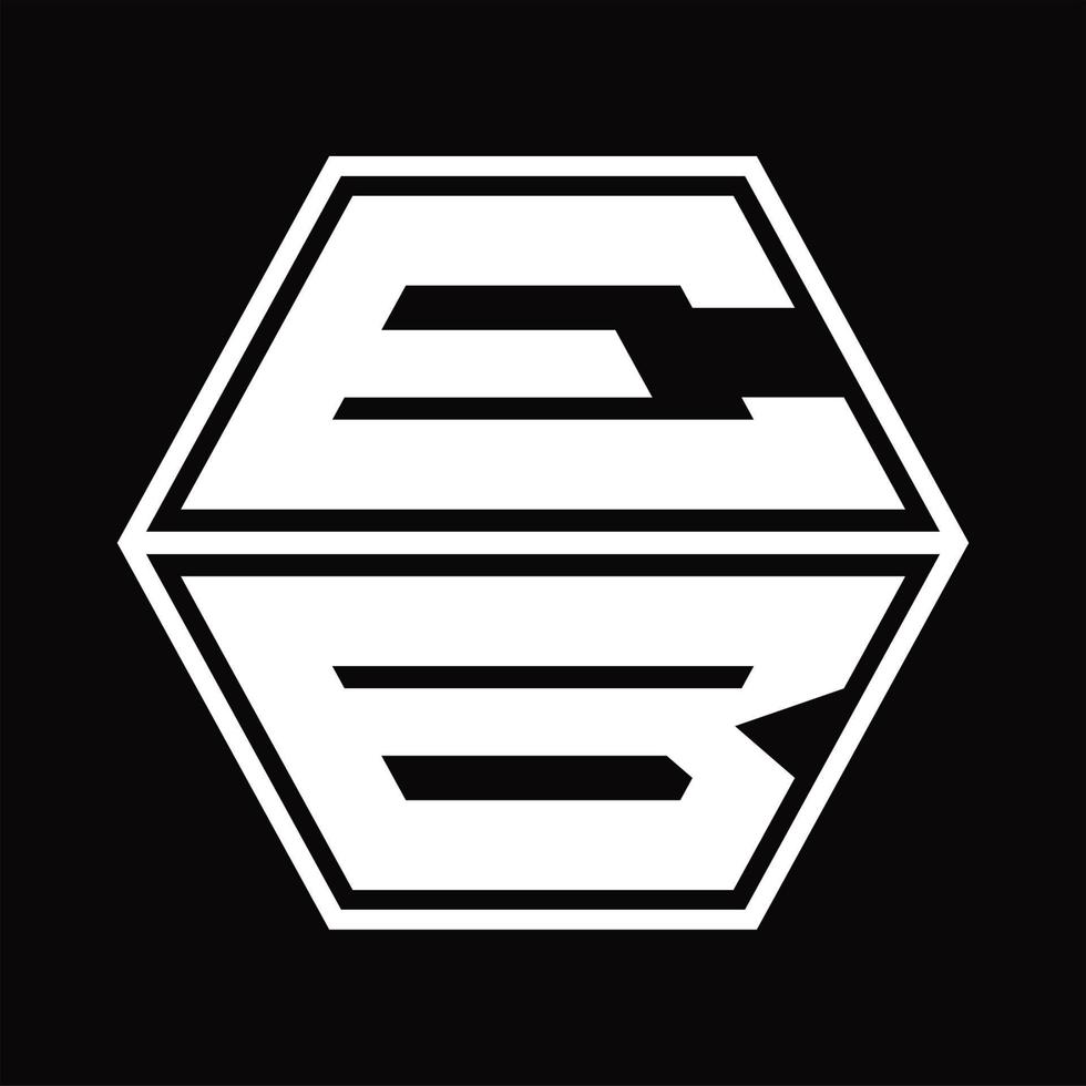 monograma del logotipo eb con plantilla de diseño de forma hexagonal hacia arriba y hacia abajo vector