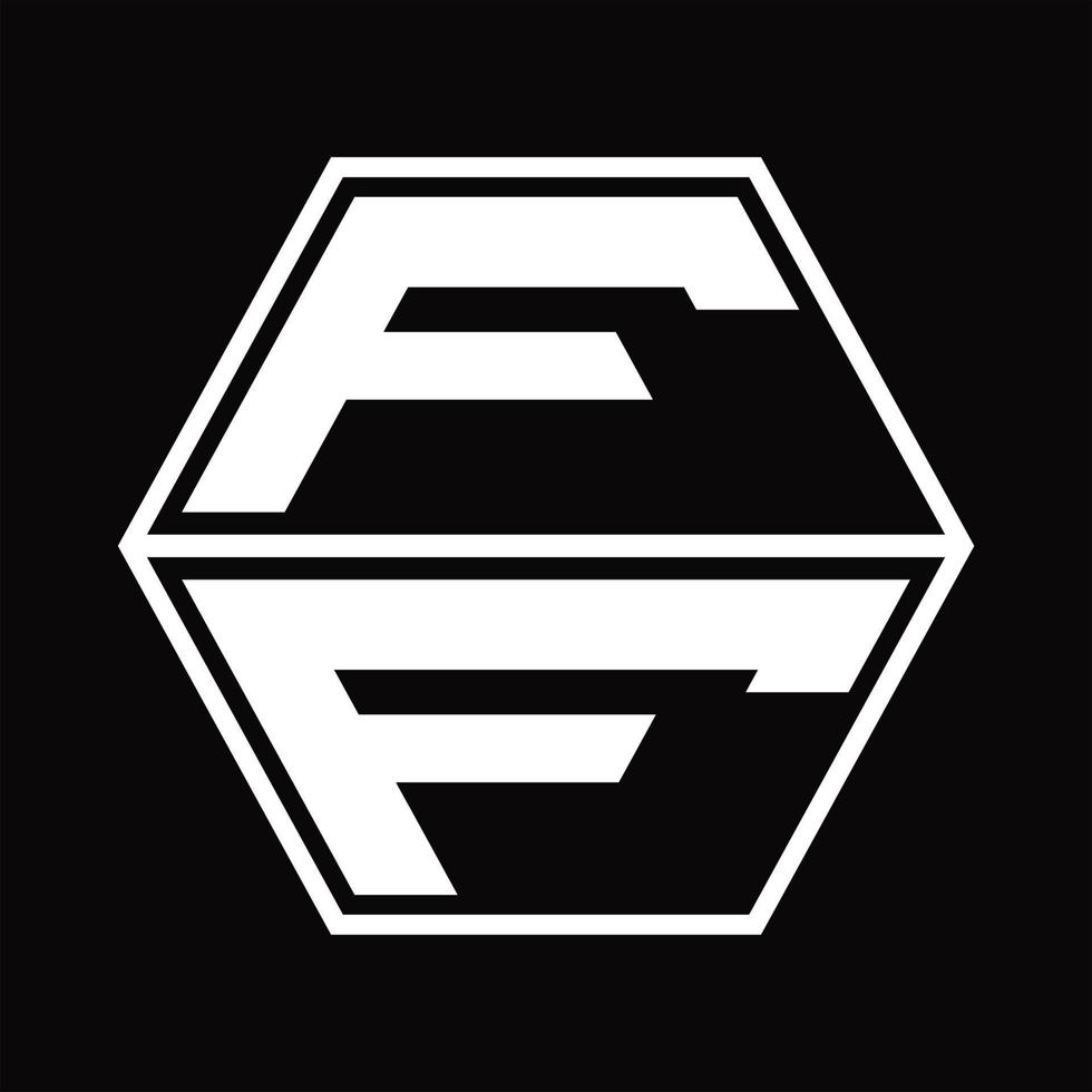Monograma del logotipo ff con plantilla de diseño de forma hexagonal hacia arriba y hacia abajo vector
