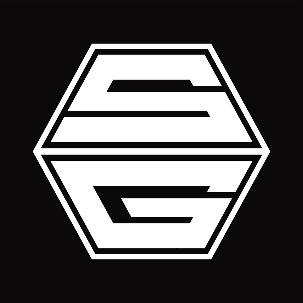 monograma del logotipo sg con plantilla de diseño de forma hexagonal hacia arriba y hacia abajo vector