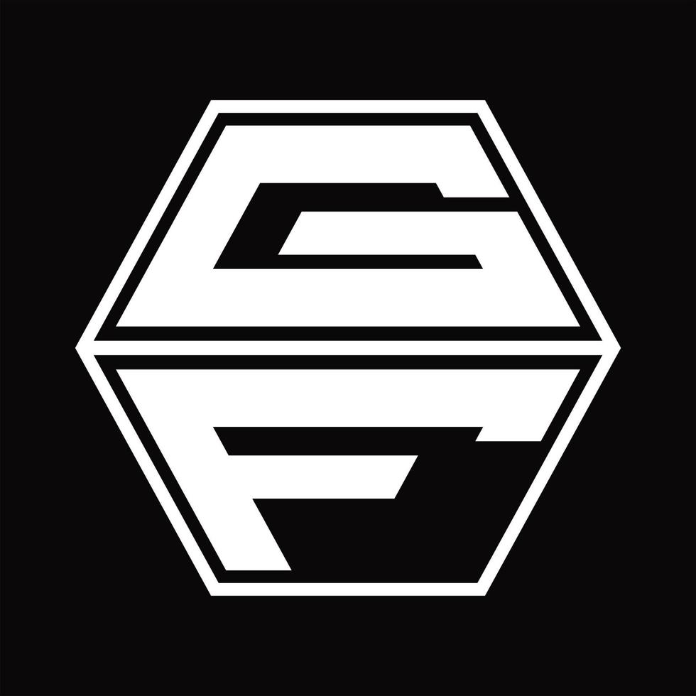 monograma del logotipo gf con plantilla de diseño de forma hexagonal hacia arriba y hacia abajo vector