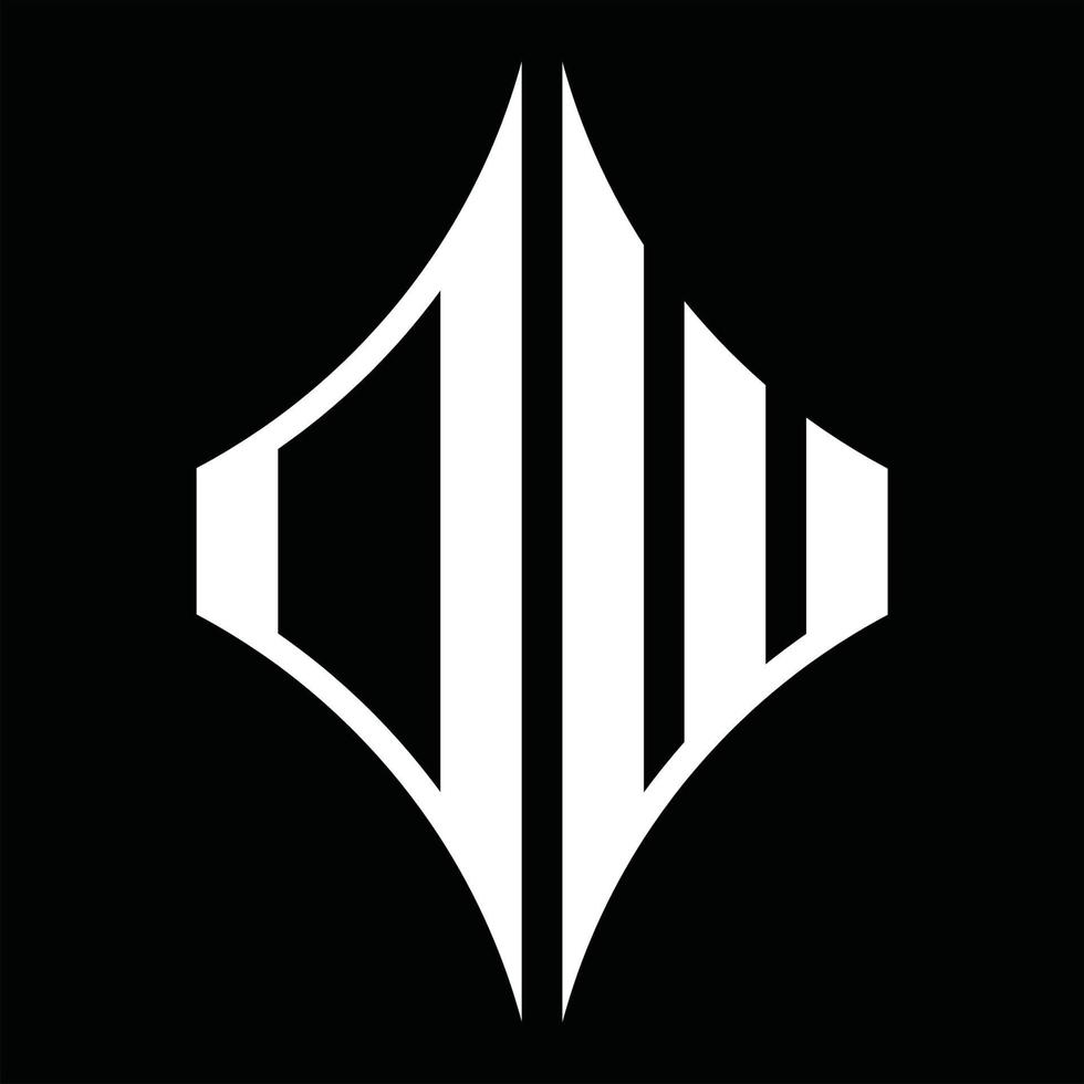 monograma de logotipo dw con plantilla de diseño de forma de diamante vector