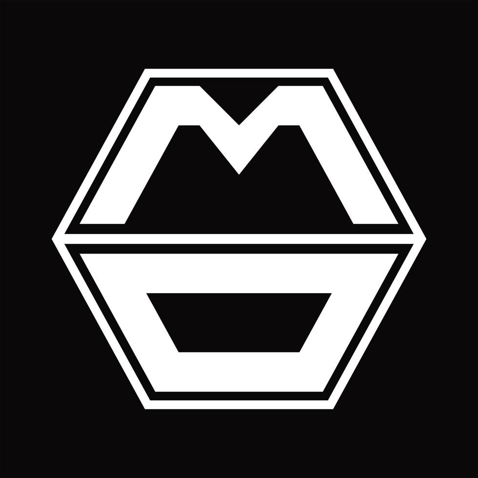 MO Logo monogram with hexagon shape up and down design template vector