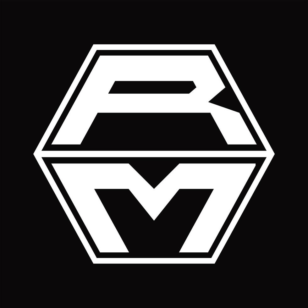 monograma de logotipo rm con plantilla de diseño de forma hexagonal hacia arriba y hacia abajo vector