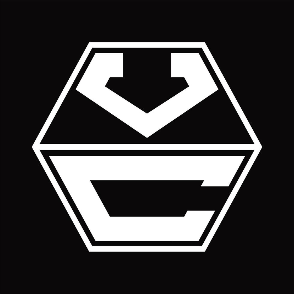 monograma de logotipo con plantilla de diseño de forma hexagonal hacia arriba y hacia abajo vector