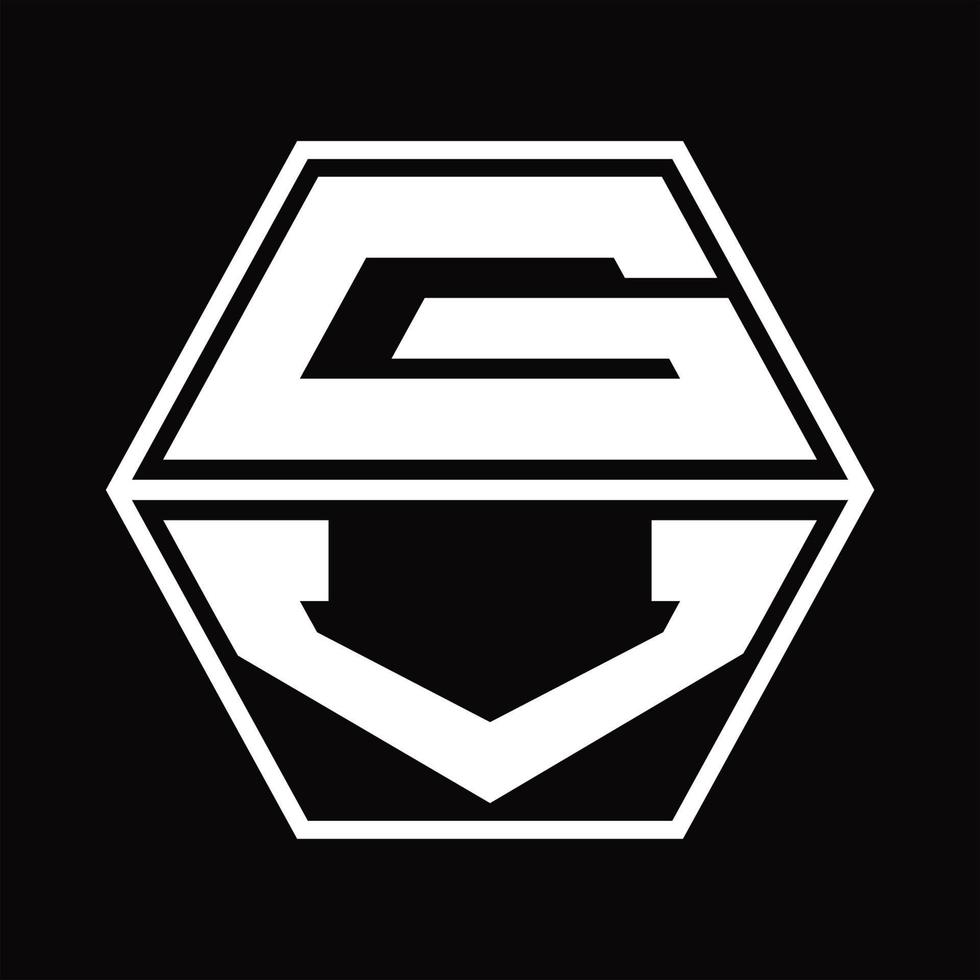 monograma del logotipo gv con plantilla de diseño de forma hexagonal hacia arriba y hacia abajo vector