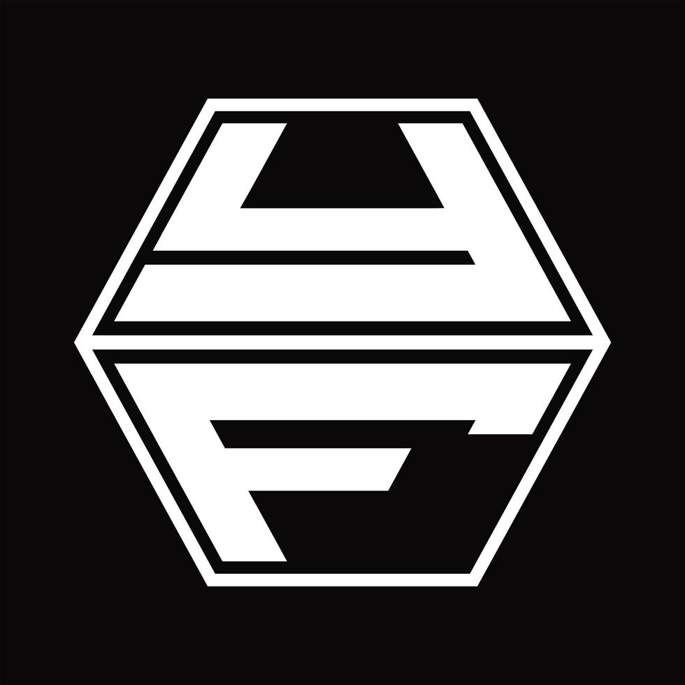 monograma del logotipo yf con plantilla de diseño de forma hexagonal hacia arriba y hacia abajo vector
