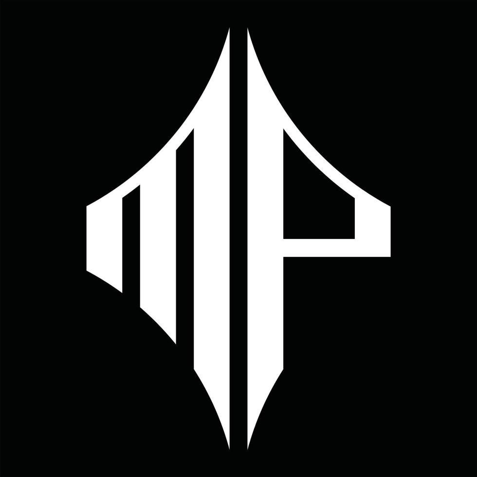 MP Logo monogram with diamond shape design template vector