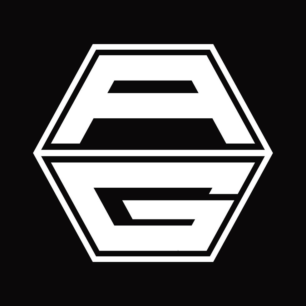 monograma de logotipo ag con plantilla de diseño de forma hexagonal hacia arriba y hacia abajo vector