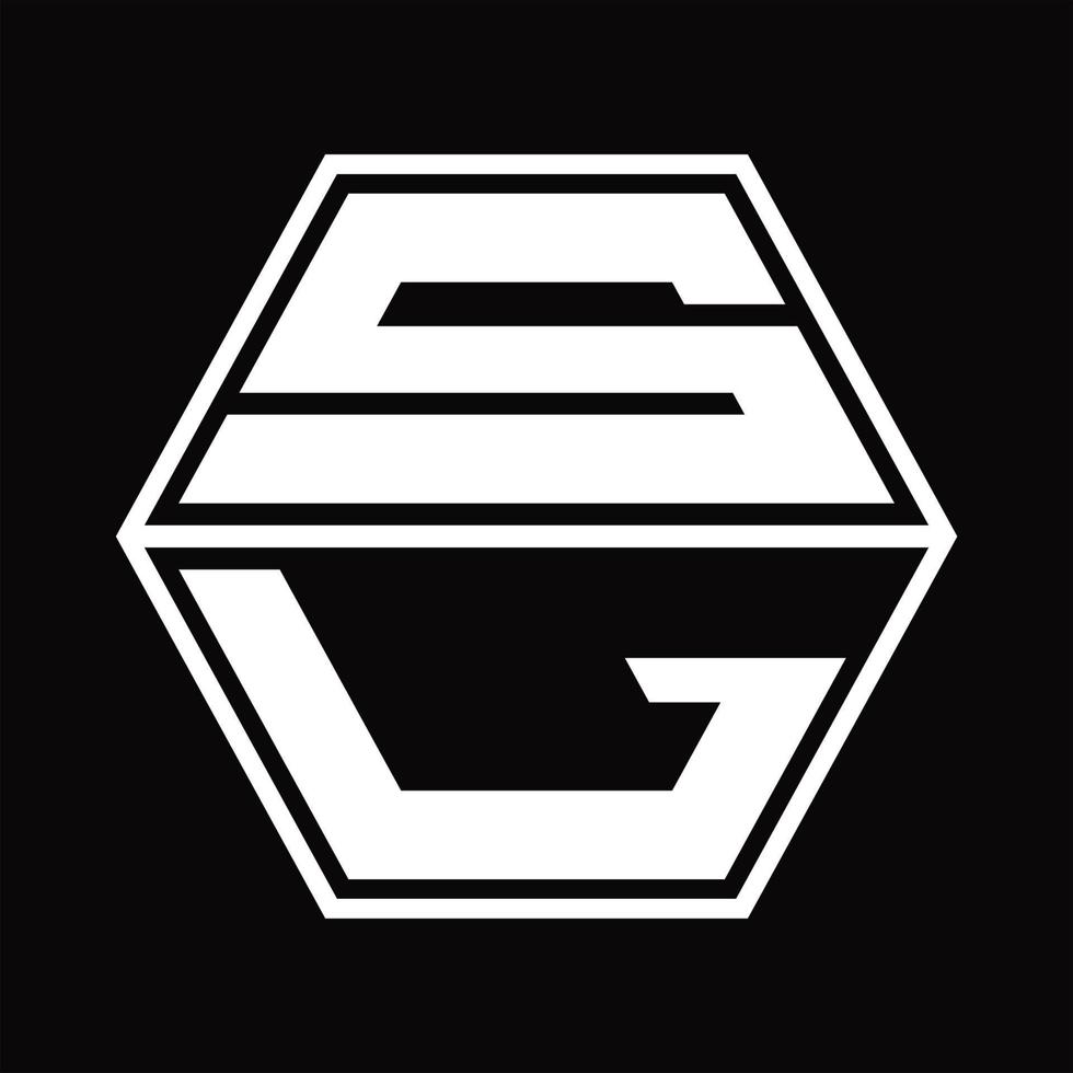 monograma del logotipo sl con plantilla de diseño de forma hexagonal hacia arriba y hacia abajo vector