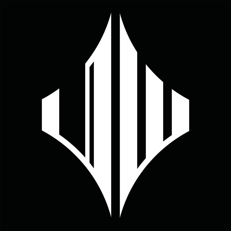 monograma de logotipo uw con plantilla de diseño de forma de diamante vector