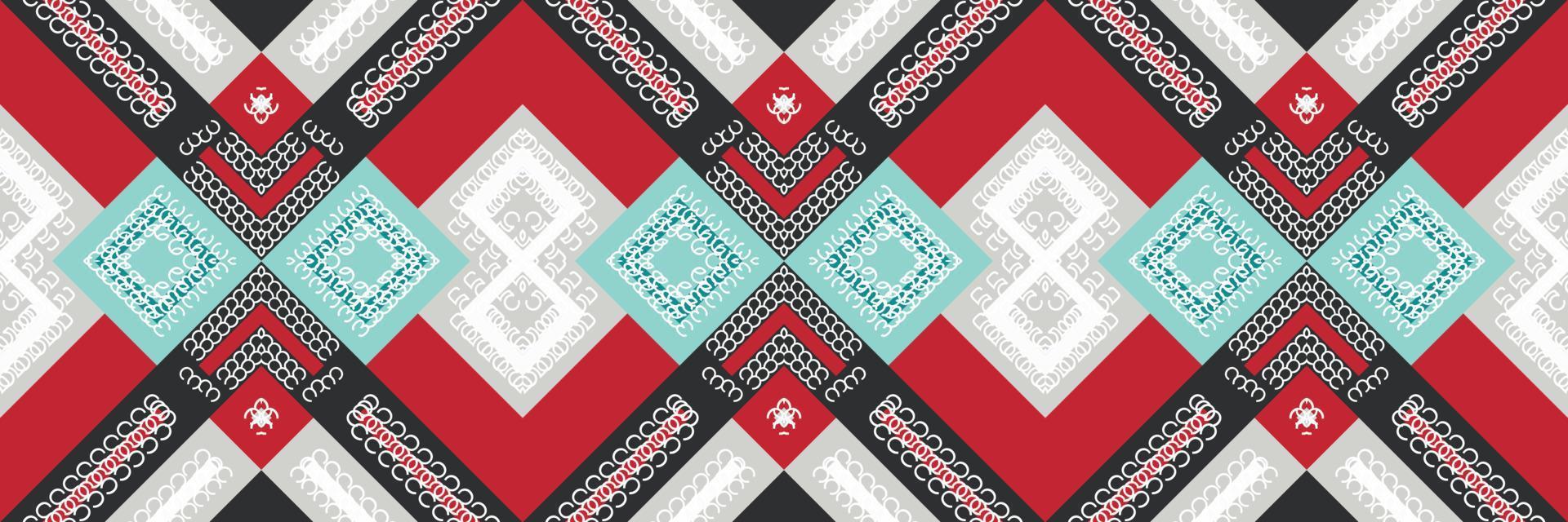 The ethnic design drawing is colorful. traditional pattern design It is a pattern created by combining geometric shapes. Design for print. Using in the fashion industry. vector