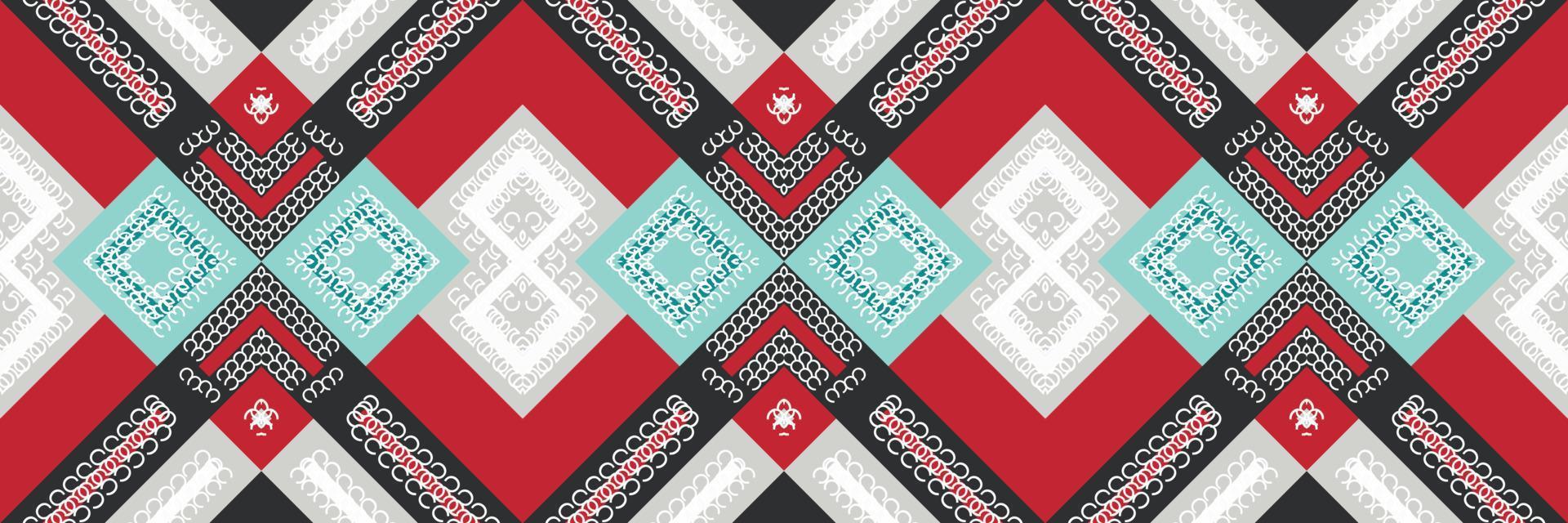 The ethnic design drawing is colorful. traditional pattern design It is a pattern created by combining geometric shapes. Design for print. Using in the fashion industry. vector