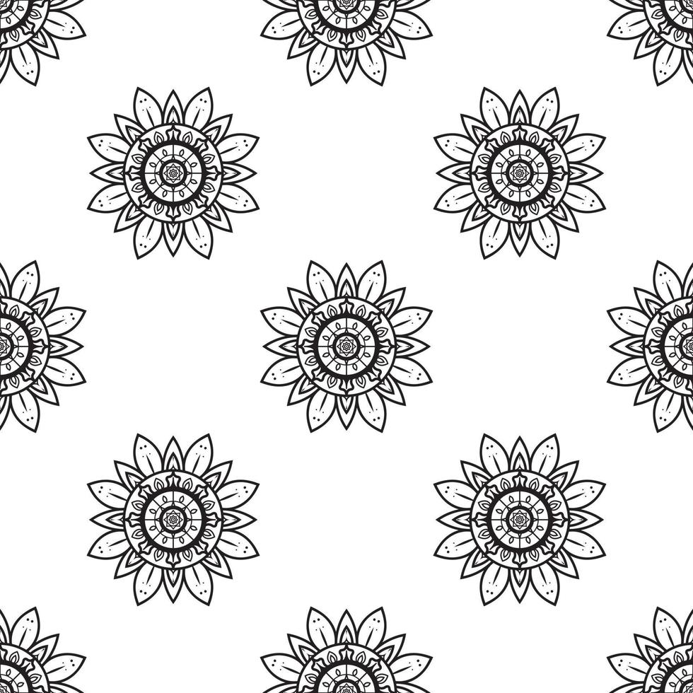 mandala arte blanco y negro de patrones sin fisuras. textura étnica dibujada a mano. ilustración vectorial en tonos monocromáticos. vector