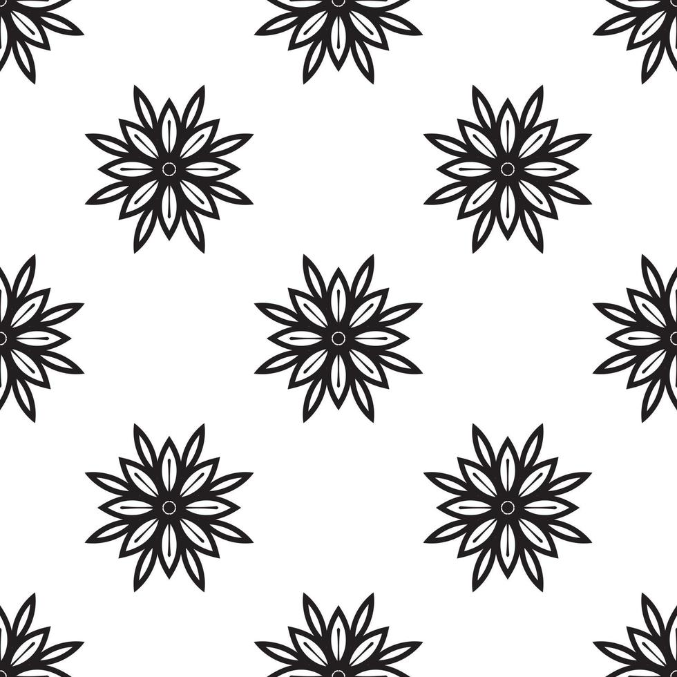 mandala diseña patrones sin fisuras en blanco y negro. fondo retro monocromático inspirado en el arte tradicional vector