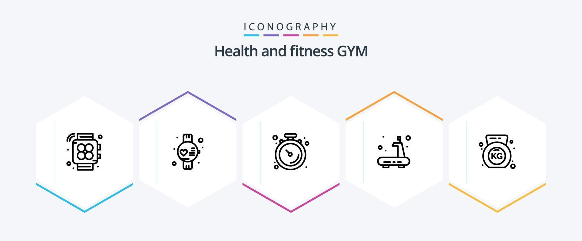 Gym 25 Line icon pack including . fitness. muscle. dumbbell. sports vector