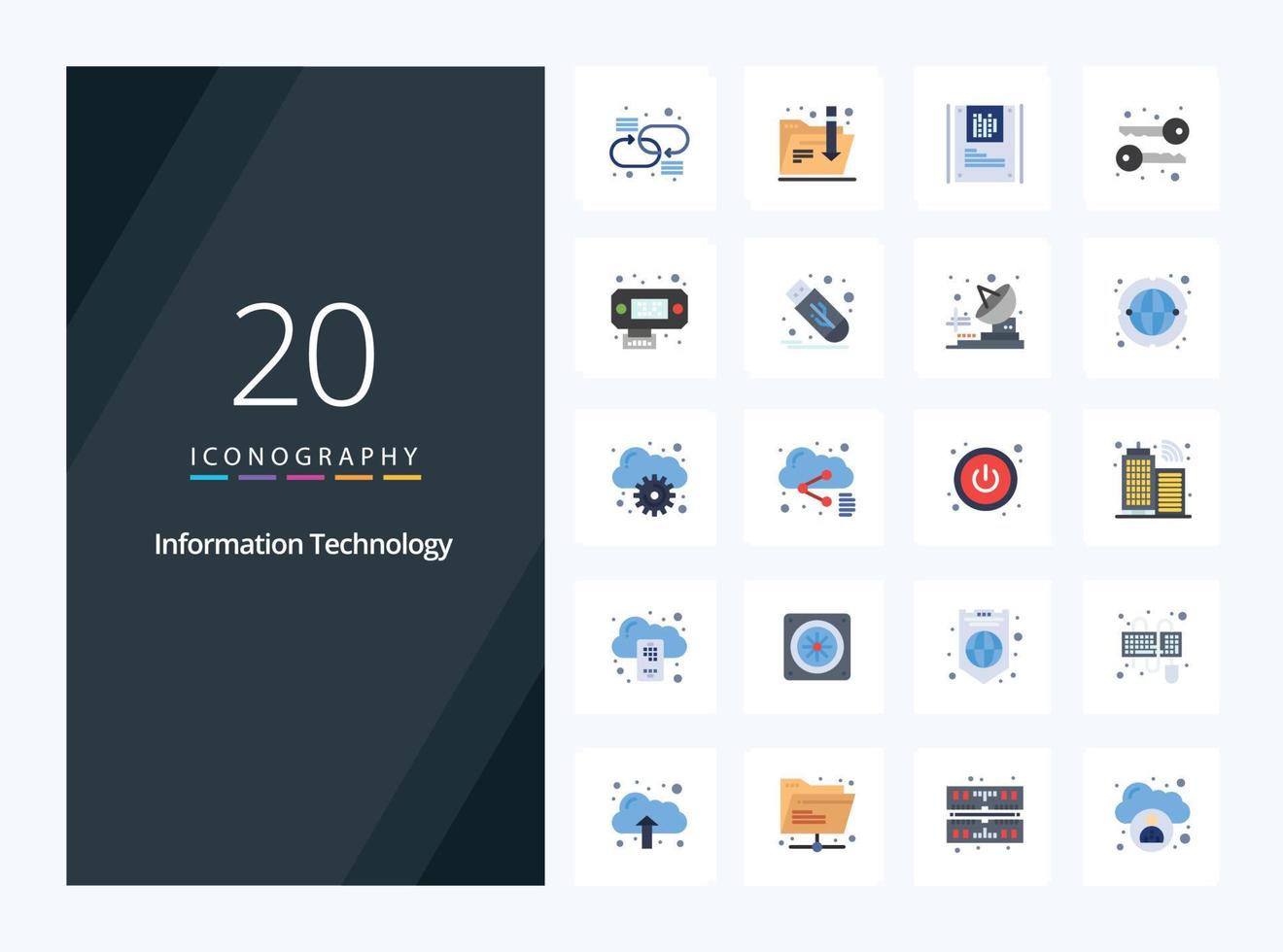 20 Information Technology Flat Color icon for presentation vector