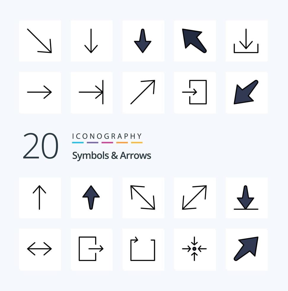20 Symbols  Arrows Line Filled Color icon Pack like repeat arrow arrow send arrow vector