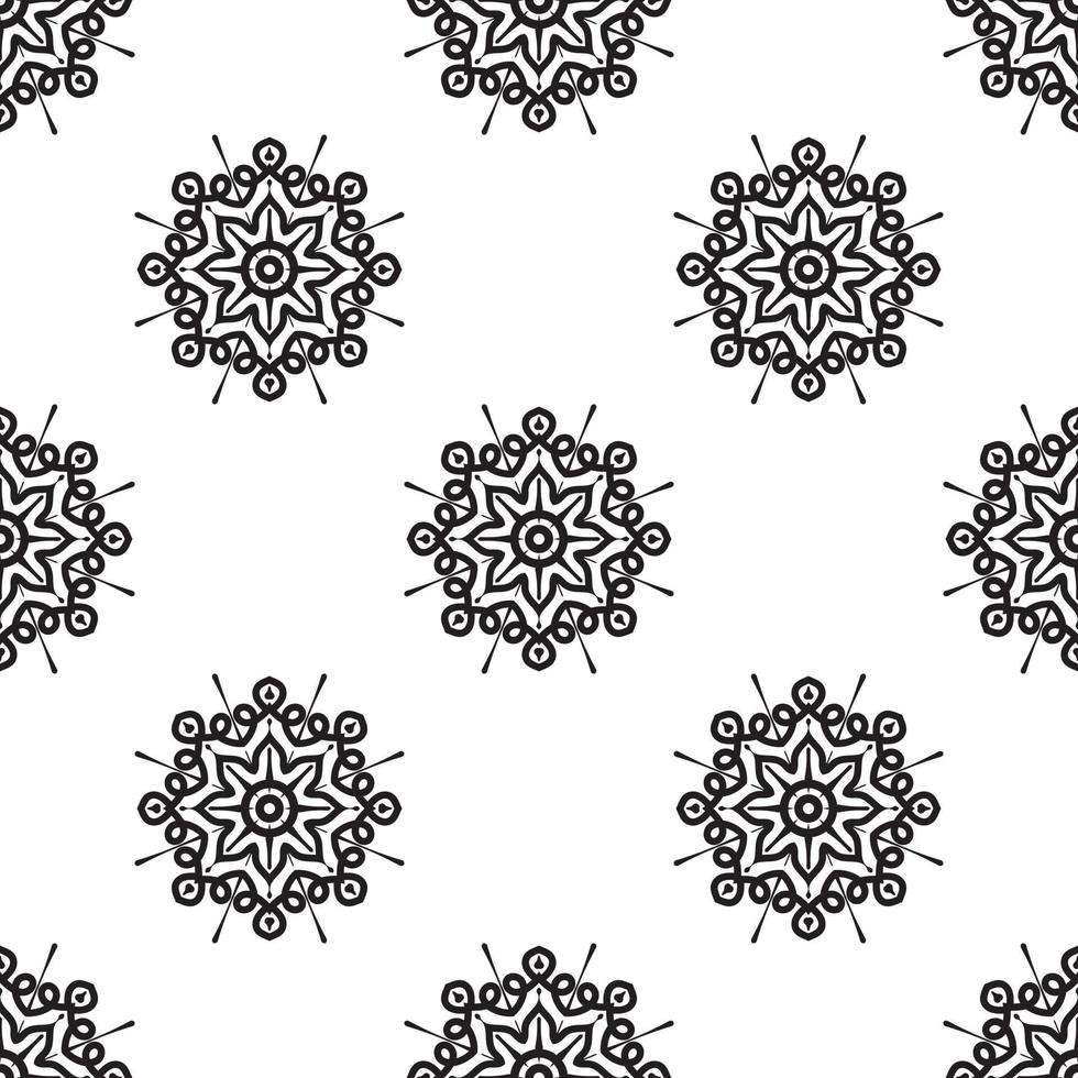 mandala creativo arte blanco y negro de patrones sin fisuras. fondo retro monocromático inspirado en el arte tradicional vector