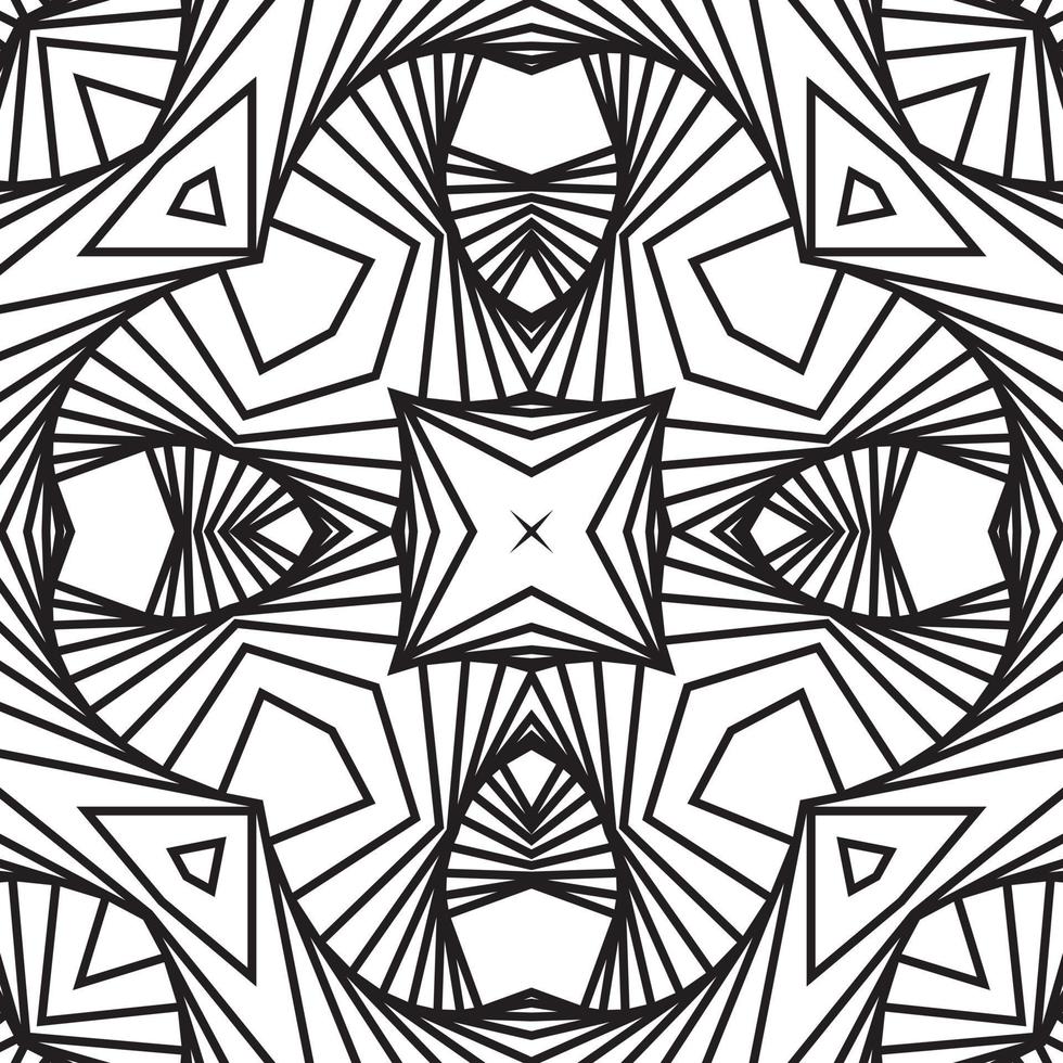 Monochrome 3D visual effect, the illusion of movement, on a white background. Geometric shapes from the black lines. vector