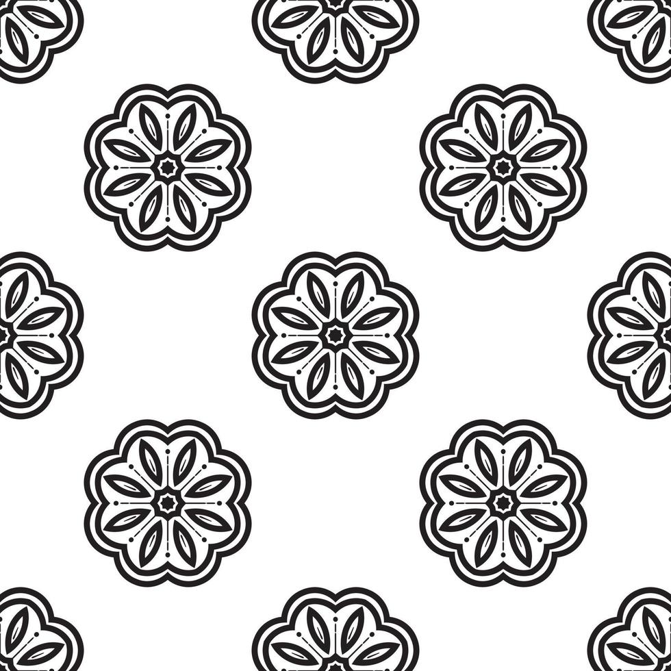 mandala creativo arte blanco y negro de patrones sin fisuras. patrón monocromático tribal abstracto sin costuras. textura étnica dibujada a mano. ilustración vectorial vector